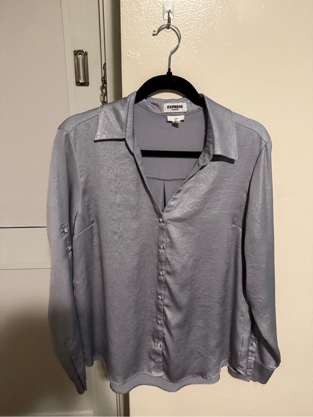 Express Light Silver Button-Down Shirt